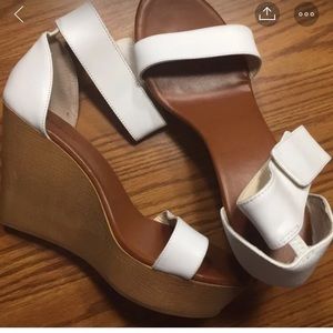 White leather sandals.